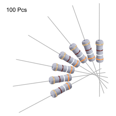 Harfington Uxcell 100 Pcs 1W 1 Watt Metal Oxide Film Resistor Axile Lead 390 Ohm ±5% Tolerance