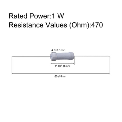 Harfington Uxcell 50 Stücke 1 Watt Metalloxidschichtwiderstand Axiale Führung 470 Ohm ± 5% Toleranz