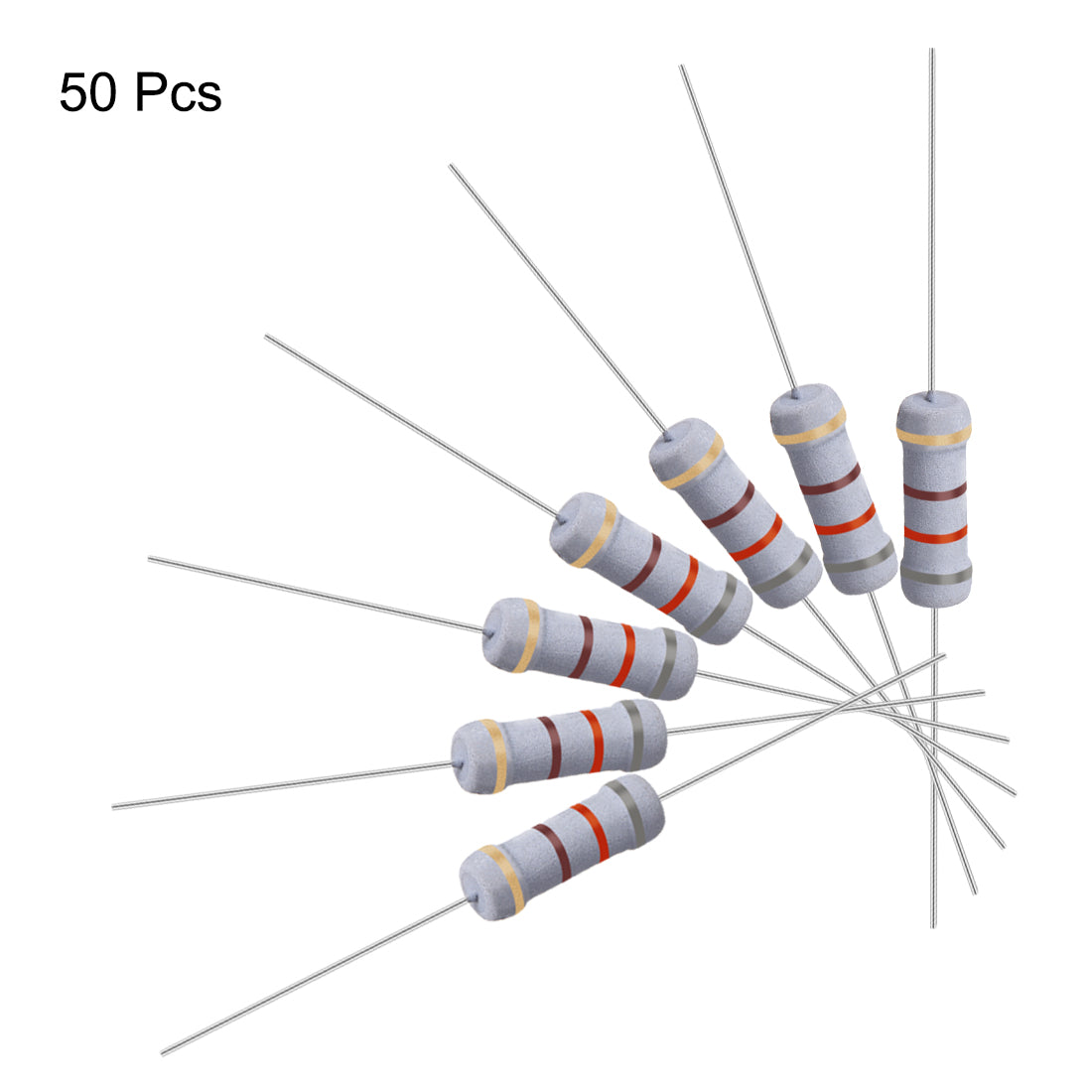 uxcell Uxcell 50 Pcs 1W 1 Watt Metal Oxide Film Resistor Axile Lead 820 Ohm ±5% Tolerance