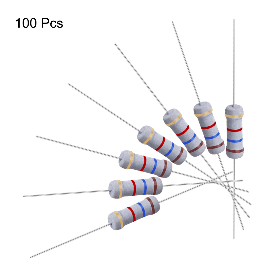 uxcell Uxcell 100 Pcs 1W 1 Watt Metal Oxide Film Resistor Axile Lead 1.6K Ohm ±5% Tolerance