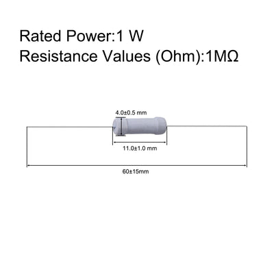 Harfington Uxcell 50 Pcs 1W 1 Watt Metal Oxide Film Resistor Axile Lead 1M Ohm ±5% Tolerance