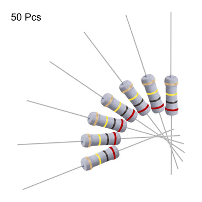 Harfington Uxcell 50 Pcs 1W 1 Watt Metal Oxide Film Resistor Axile Lead 200K Ohm ±5% Tolerance