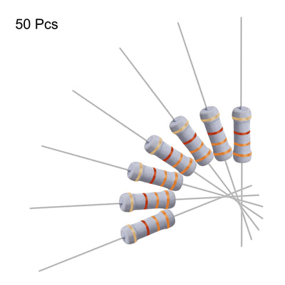 Harfington Uxcell 50 Pcs 1W 1 Watt Metal Oxide Film Resistor Axile Lead 3.3K Ohm ±5% Tolerance