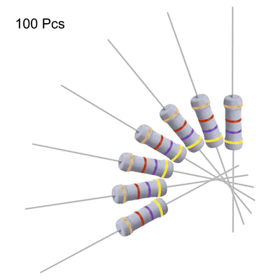 Harfington Uxcell 100 Pcs 1W 1 Watt Metal Oxide Film Resistor Axile Lead 4.7K Ohm ±5% Tolerance