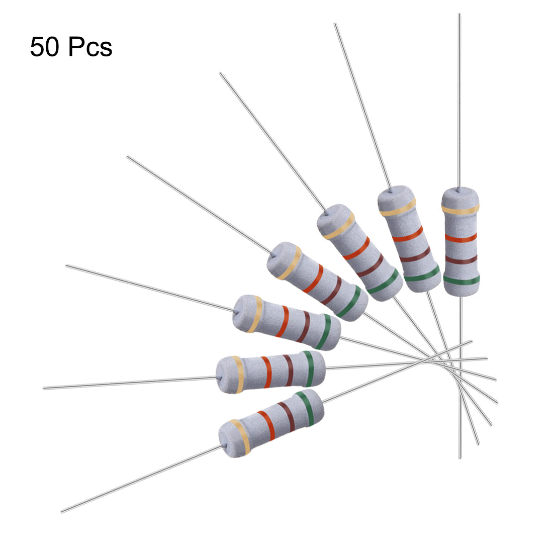 uxcell Uxcell 50 Pcs 1W 1 Watt Metal Oxide Film Resistor Axile Lead 5.1K Ohm ±5% Tolerance