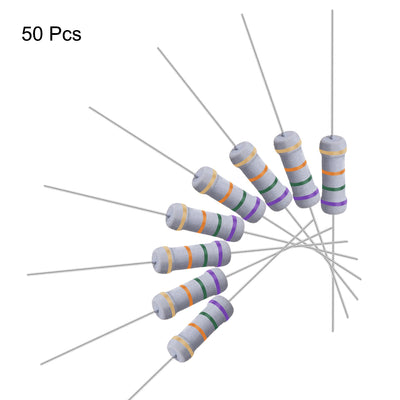 Harfington Uxcell 50Pcs 1W 1 Watt Metal Oxide Film Resistor Lead 75K Ohm ±5% Tolerance