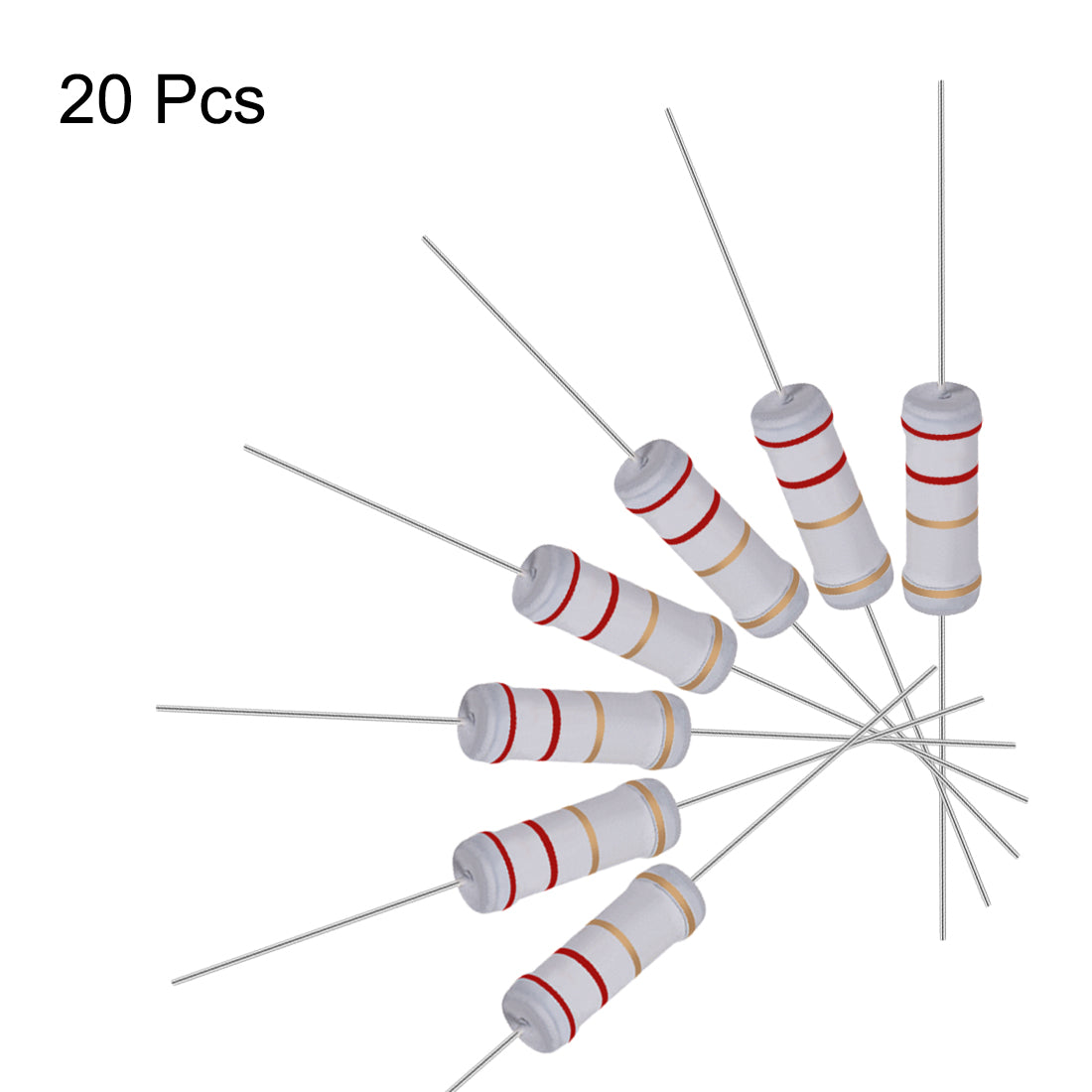 uxcell Uxcell 20pcs 3W 3 Watt Metal Oxide Film Resistor Lead 2.2 Ohm ±5% Tolerance