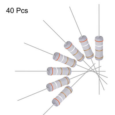 Harfington Uxcell 40pcs 3W 3 Watt Metal Oxide Film Resistor Lead 3.9 Ohm ±5% Tolerance