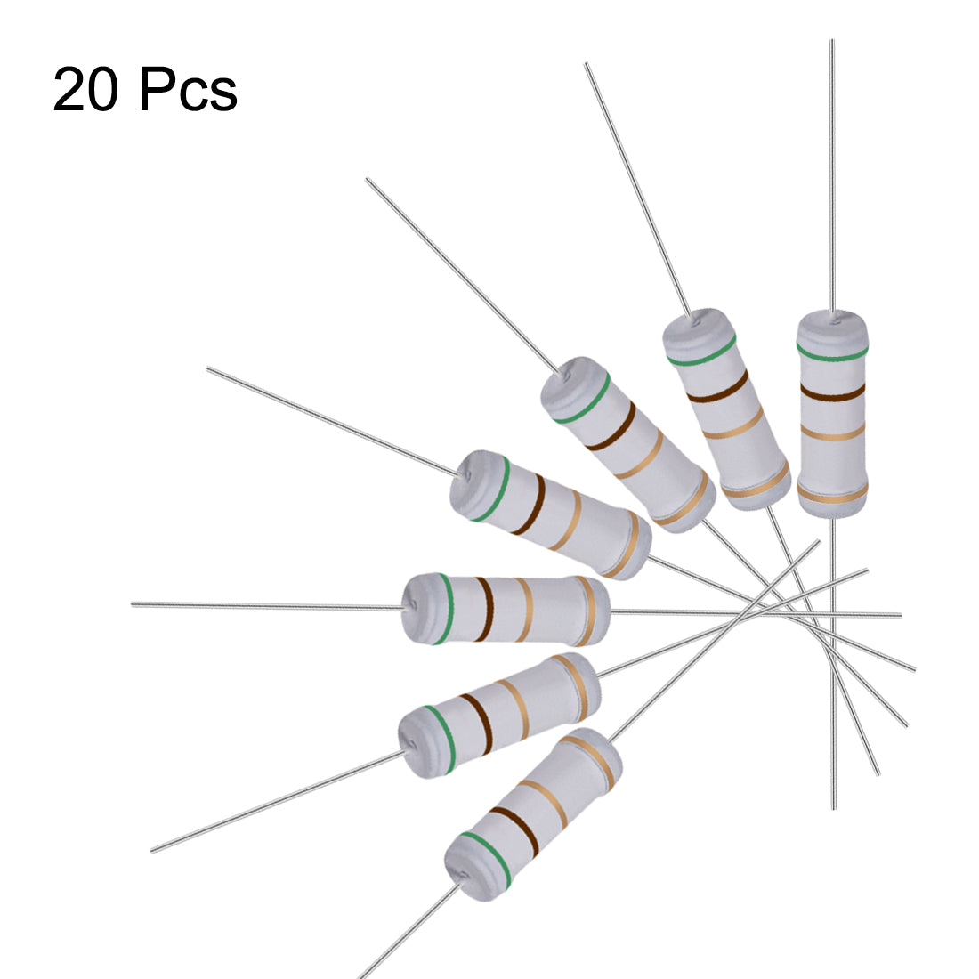 uxcell Uxcell 20pcs 3W 3 Watt Metal Oxide Film Resistor Lead 5.1 Ohm ±5% Tolerance