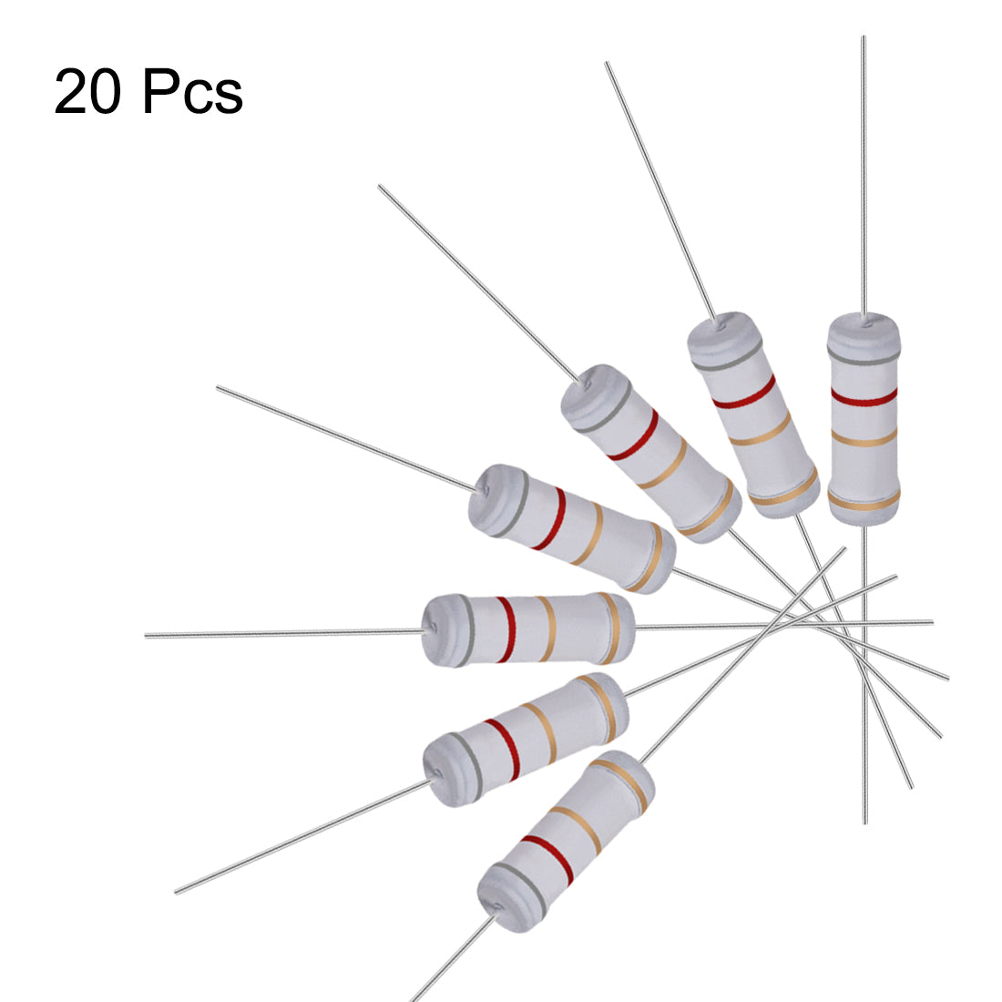 uxcell Uxcell 20pcs 3W 3 Watt Metal Oxide Film Resistor Lead 8.2 Ohm ±5% Tolerance