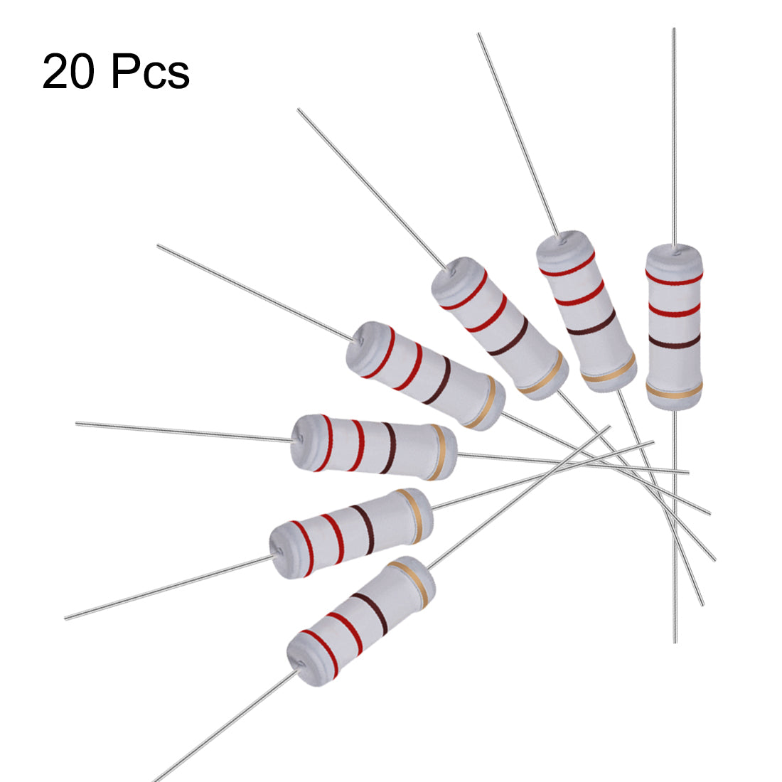 uxcell Uxcell 20pcs 3W 3 Watt Metal Oxide Film Resistor Lead 220 Ohm ±5% Tolerance