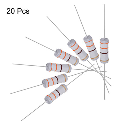 Harfington Uxcell 20pcs 3W 3 Watt Metal Oxide Film Resistor Lead 330 Ohm ±5% Tolerance