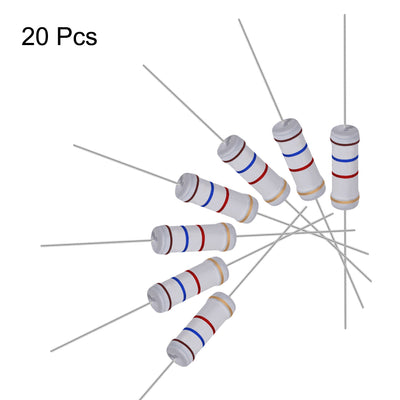 Harfington Uxcell 20pcs 3W 3 Watt Metal Oxide Film Resistor Lead 1.6K Ohm ±5% Tolerance