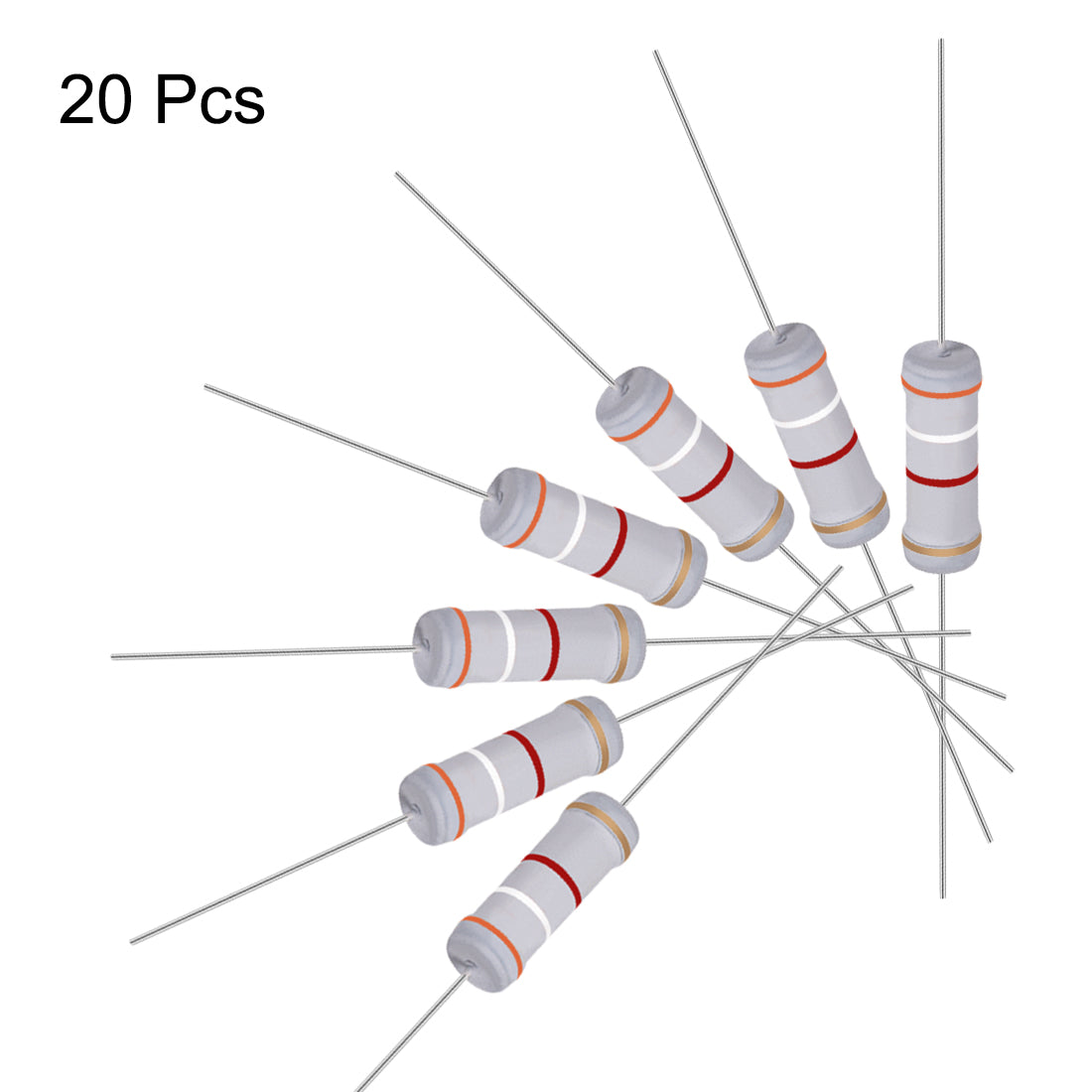 uxcell Uxcell 20pcs 3W 3 Watt Metal Oxide Film Resistor Lead 3.9K Ohm ±5% Tolerance