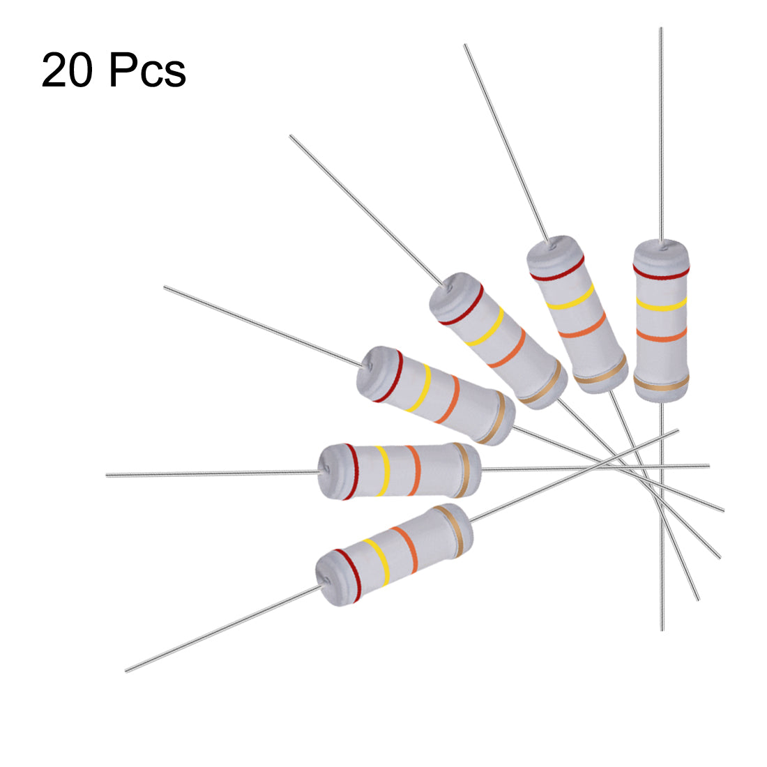 uxcell Uxcell 20pcs 3W 3 Watt Metal Oxide Film Resistor Lead 24K Ohm ±5% Tolerance