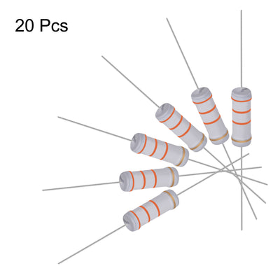 Harfington Uxcell 20pcs 3W 3 Watt Metal Oxide Film Resistor Lead 33K Ohm ±5% Tolerance