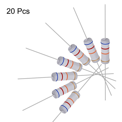 Harfington Uxcell 20pcs 3W 3 Watt Metal Oxide Film Resistor Lead 62K Ohm ±5% Tolerance