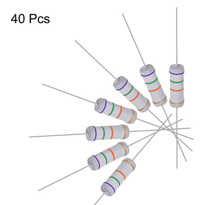 Harfington Uxcell 40pcs 3W 3 Watt Metal Oxide Film Resistor Lead 75K Ohm ±5% Tolerance