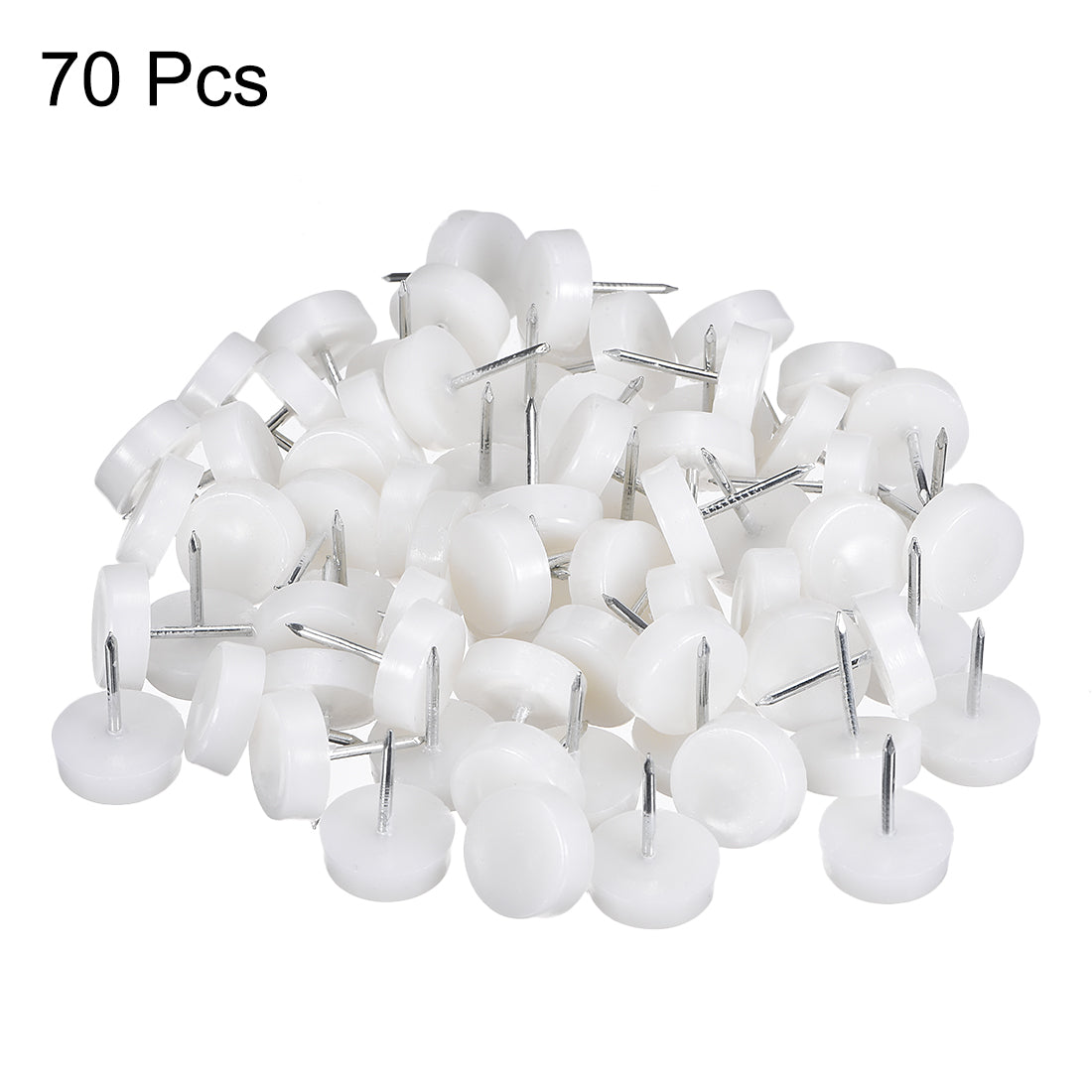 uxcell Uxcell Furniture Feet Nail Chair Table Leg Protector Pad 14mm Dia White Plastic 70pcs