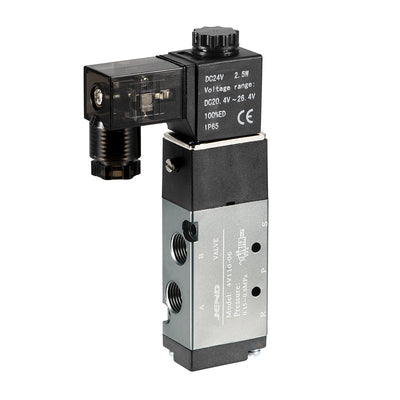 Harfington Uxcell 4V110-06 Pneumatic Air Single Electrical Solenoid Valve DC 24V 5 Way 2 Position 1/8" PT Internally Piloted Acting Type