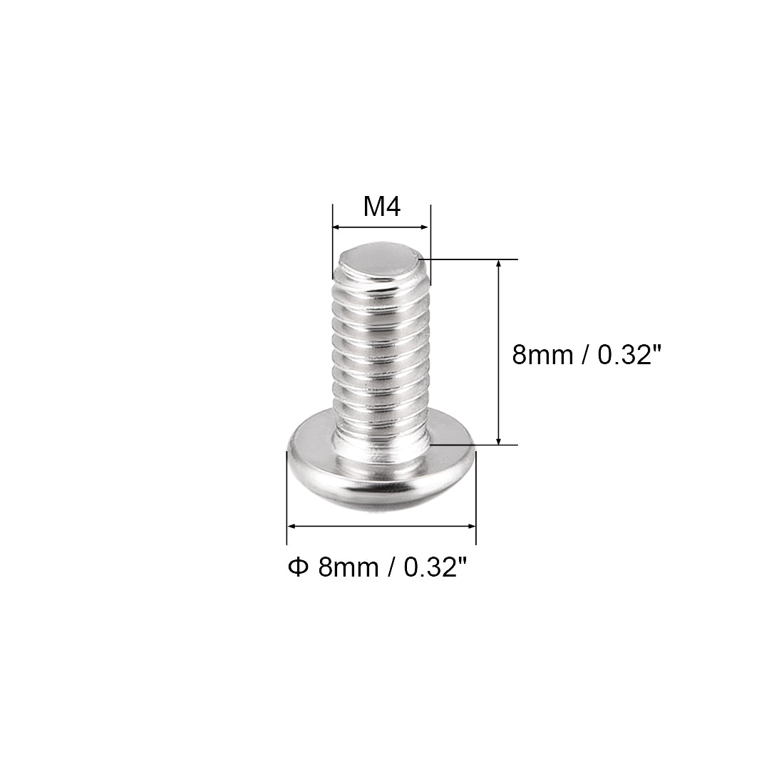 uxcell Uxcell M4x8mm Machine Screws Hex Socket Round Head Screw 304 Stainless Steel Fasteners Bolts 20pcs