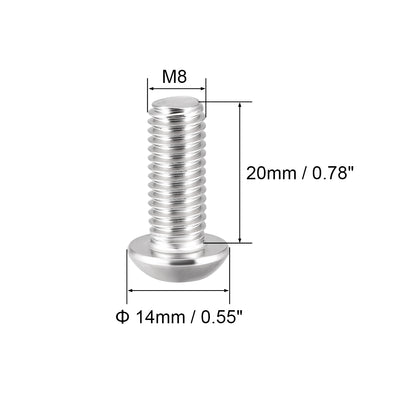 Harfington Uxcell M8x20mm Machine Screws Hex Socket Round Head Screw 304 Stainless Steel Fasteners Bolts 5pcs