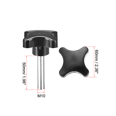 Harfington Uxcell Clamping Handle Gripandles Screw Knobs Handgrips M10 x 50mm Threaded Plastic Metal 5pcs