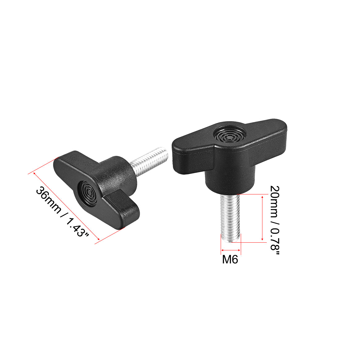 uxcell Uxcell Clamping Handle Gripandles Screw Knobs Handgrips M6 x 20mm Threaded T-Shape 3pcs