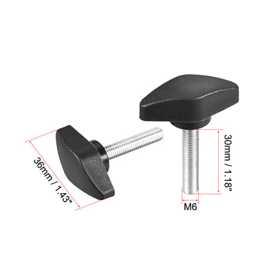 Harfington Uxcell 2 Stück Sternschraube Sternkopf Sterngriff Klemmknopf Außengewinde T-Form M6 x 30 mm