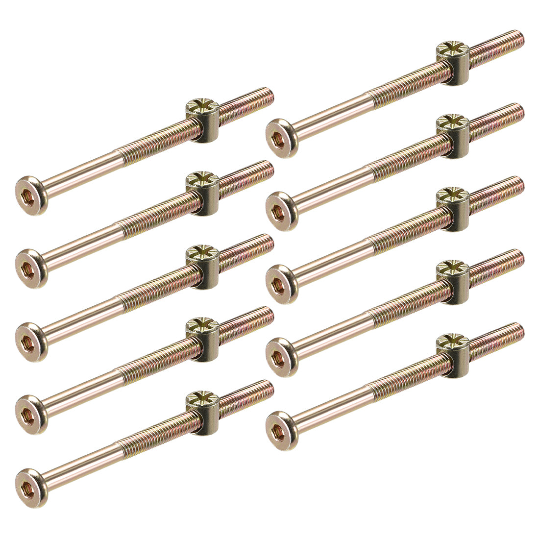 Harfington Carbon Steel Bronze Tone Furniture Bolts Nuts