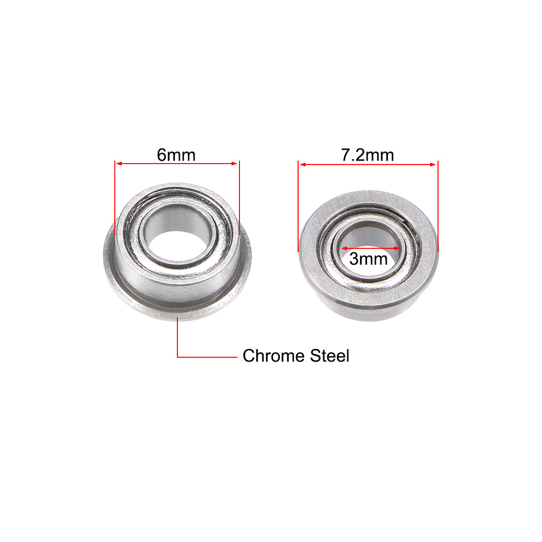 uxcell Uxcell Miniature Flange Deep Groove Ball Bearings Double Shield Chrome Steel