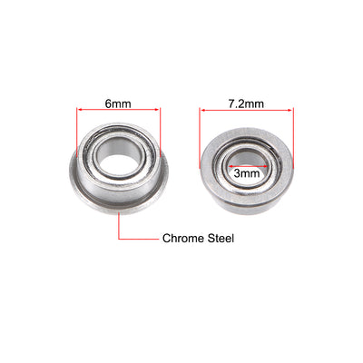 Harfington Uxcell Miniature Flange Deep Groove Ball Bearings Double Shield Chrome Steel