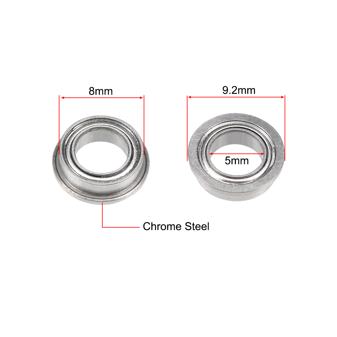 uxcell Uxcell Miniature Flange Deep Groove Ball Bearings Double Shield Chrome Steel