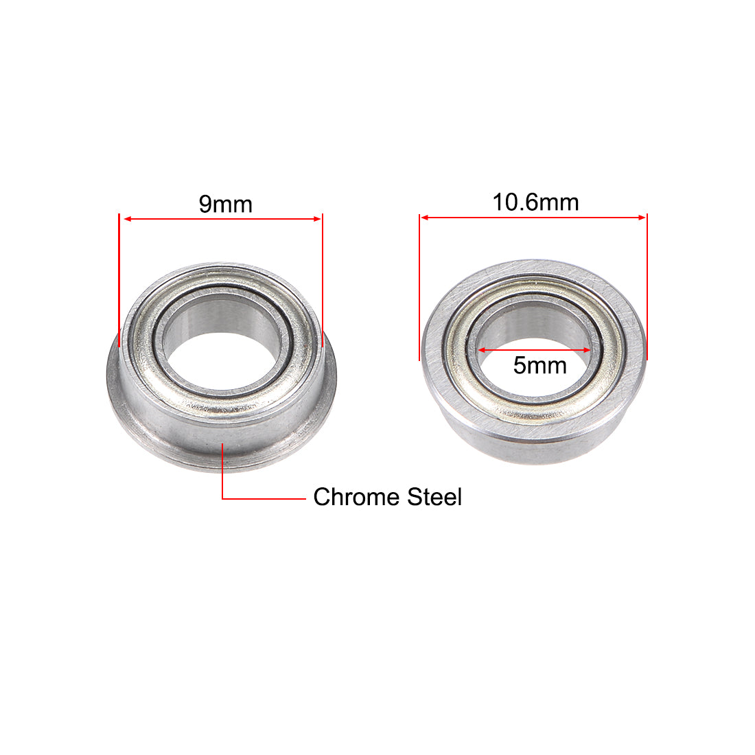 uxcell Uxcell Miniature Flange Deep Groove Ball Bearings Double Shield Chrome Steel