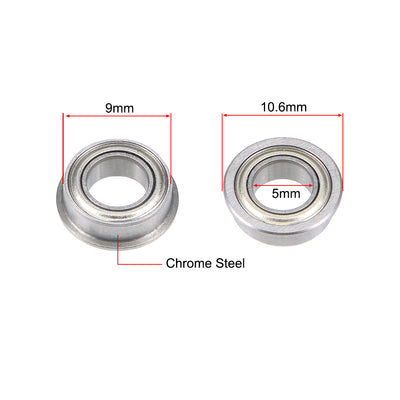 Harfington Uxcell Miniature Flange Deep Groove Ball Bearings Double Shield Chrome Steel