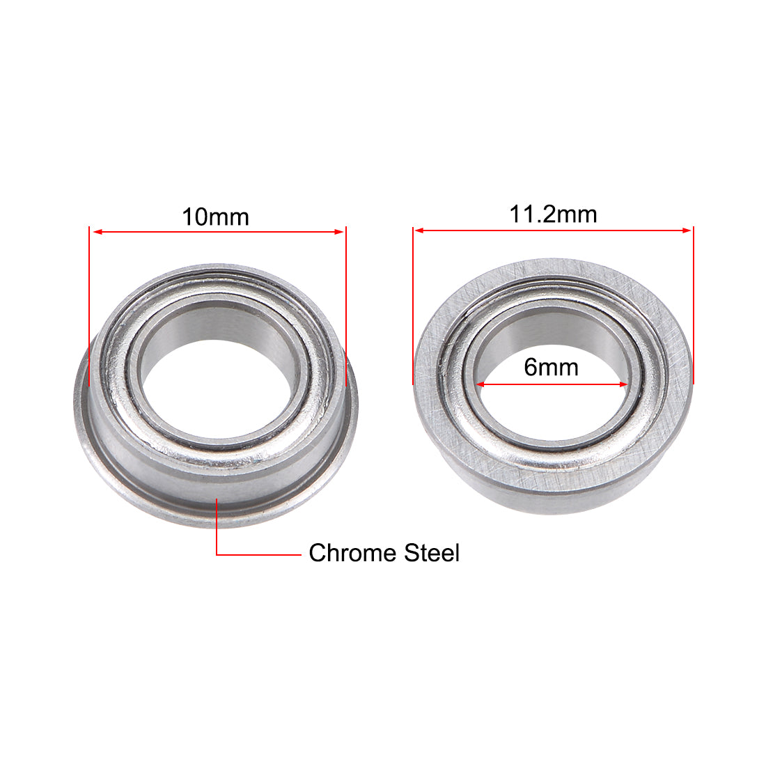 uxcell Uxcell Miniature Flange Deep Groove Ball Bearings Double Shield Chrome Steel