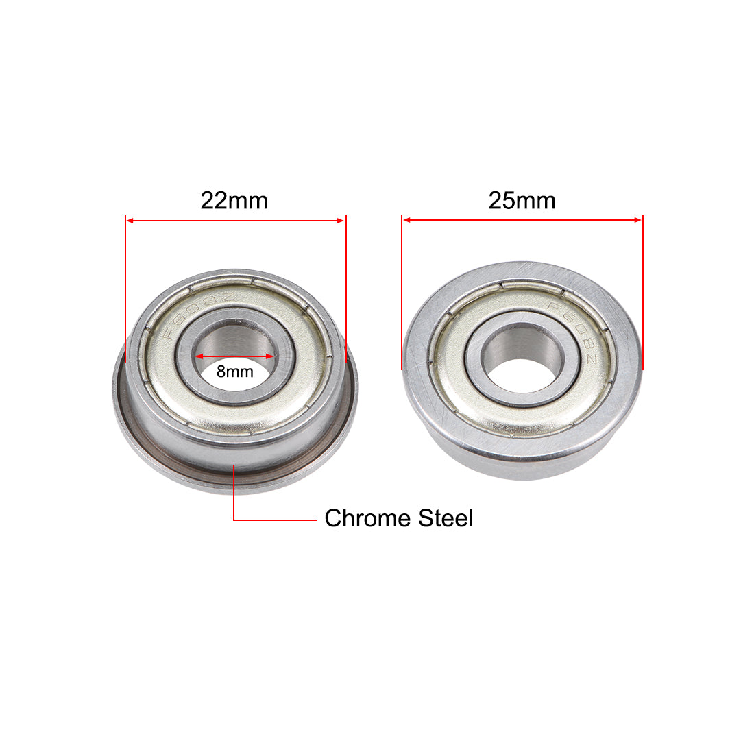 uxcell Uxcell Flange Deep Groove Ball Bearings Double Shield Chrome Steel