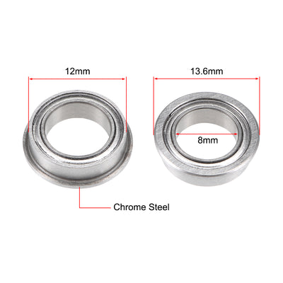 Harfington Uxcell Miniature Flange Deep Groove Ball Bearings Double Shielded Chrome Steel