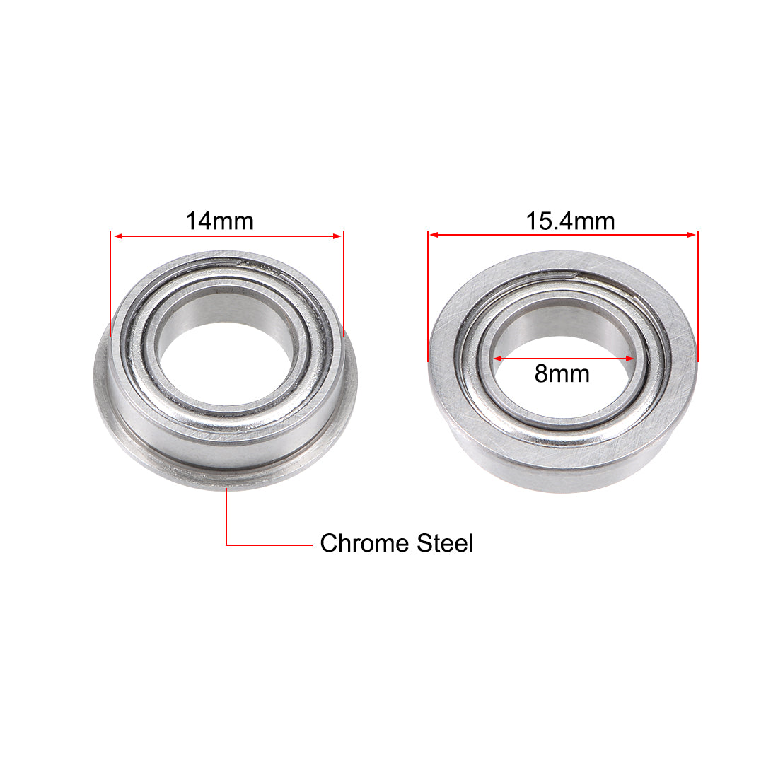 uxcell Uxcell Miniature Flange Deep Groove Ball Bearings Double Shielded Chrome Steel