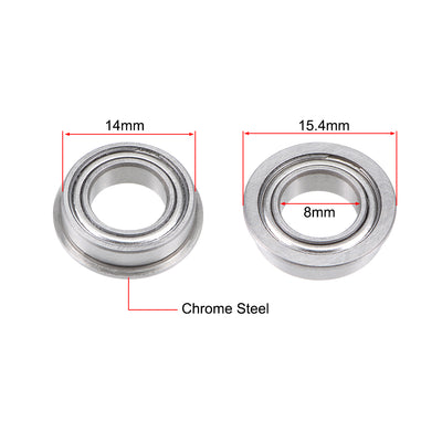 Harfington Uxcell Miniature Flange Deep Groove Ball Bearings Double Shielded Chrome Steel