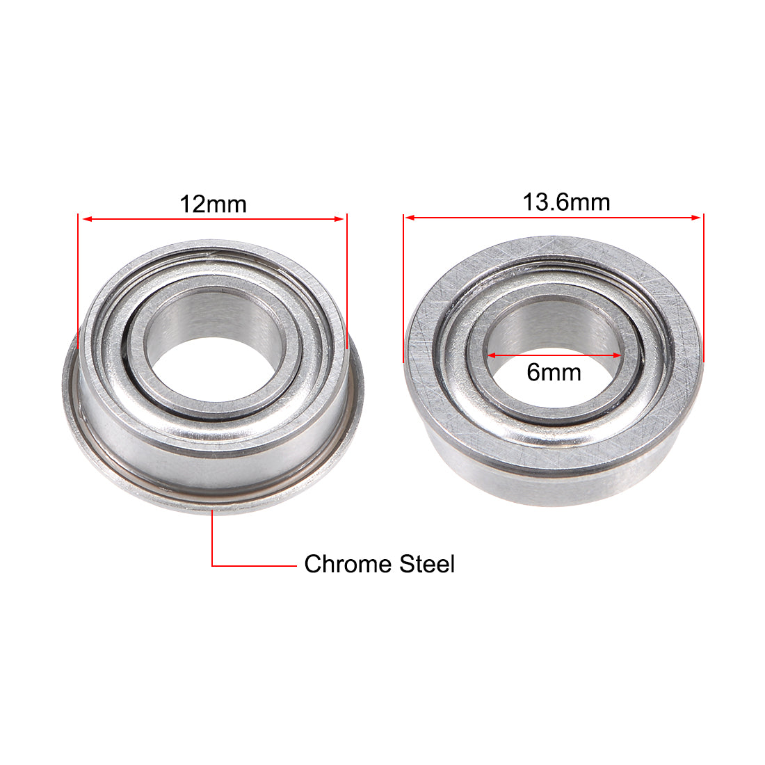 uxcell Uxcell Miniature Flange Deep Groove Ball Bearings Double Shielded Chrome Steel