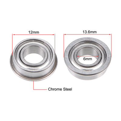 Harfington Uxcell Miniature Flange Deep Groove Ball Bearings Double Shielded Chrome Steel