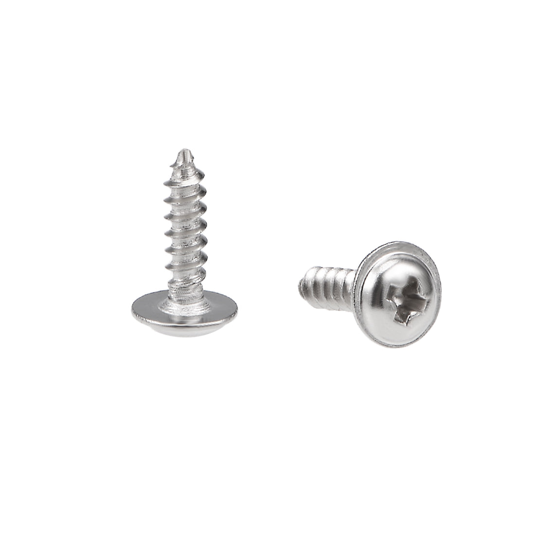 uxcell Uxcell 2x8mm Self Tapping Screws Phillips Pan Head With Washer Screw 304 Stainless Steel Fasteners Bolts 50Pcs