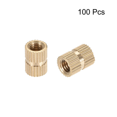 Harfington Uxcell Knurled Insert Nuts, M5 x 10mm(L) x 7mm(OD) Female Thread Brass Embedment Assortment Kit, 100 Pcs