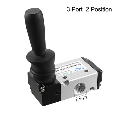 Harfington Uxcell Manual Hand Pull Solenoid Valve 2 Position 3 Way Pneumatic 1/4" PT Thread Air Hand Lever Operated Valve