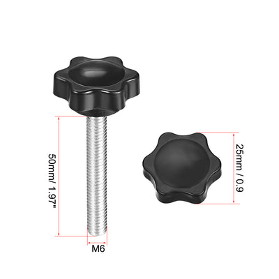 Harfington Uxcell Clamping Screw Knob , Plum Hex Shaped Grips Star Knob M6 × 50mm Male Thread , 16 Pcs