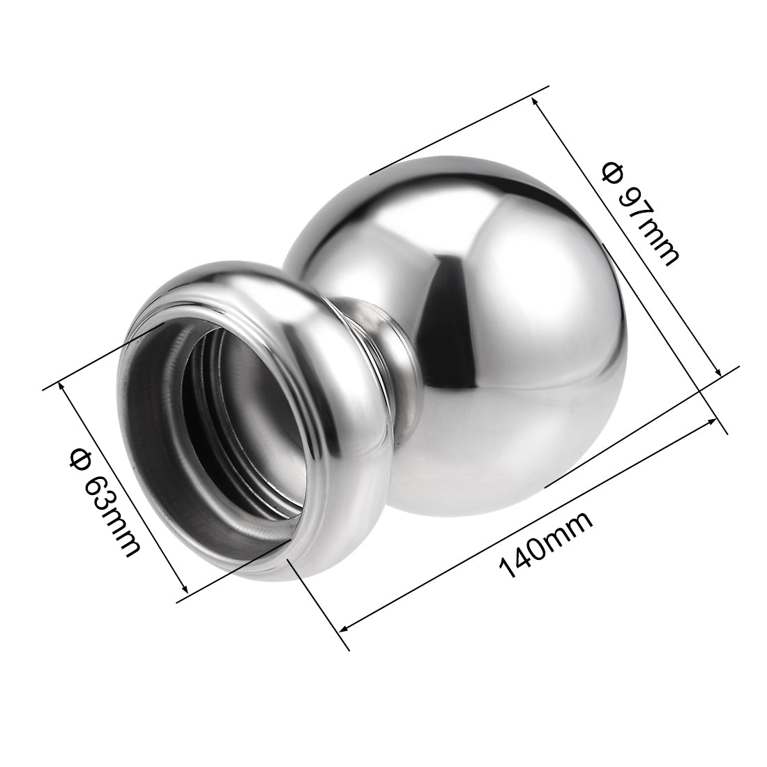 uxcell Uxcell 97mm Dia 201 Stainless Steel Hollow Cap Ball Spheres w Base for Handrail Stair Newel Post Silver Tone