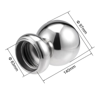 Harfington Uxcell 97mm Dia 201 Stainless Steel Hollow Cap Ball Spheres w Base for Handrail Stair Newel Post Silver Tone