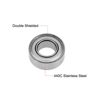 Harfington Uxcell SR188ZZ Stainless Steel Ball Bearing 1/4"x1/2"x3/16" Double Shielded R188ZZ Z2 Lever Bearings 2pcs