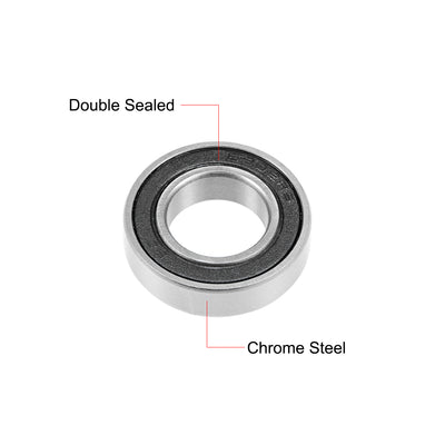 Harfington Uxcell Deep Groove Ball Bearing Double Sealed Chrome Steel P0 Z1 Metric Bearings